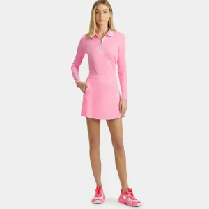 G/FORE Colour Block Collar Silky Tech Nylon Long Sleeve Zip Polo- Polos