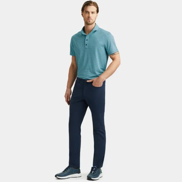 G/FORE Feeder Stripe Tech Pique Modern Spread Collar Polo- Polos & Shirts