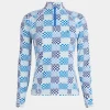 G/FORE Gradient Check Silky Tech Nylon Quarter Zip Pullover- Mid Layers