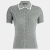 G/FORE Ribbed Melange Wool Blend Button Down Sweater Polo- Sweaters
